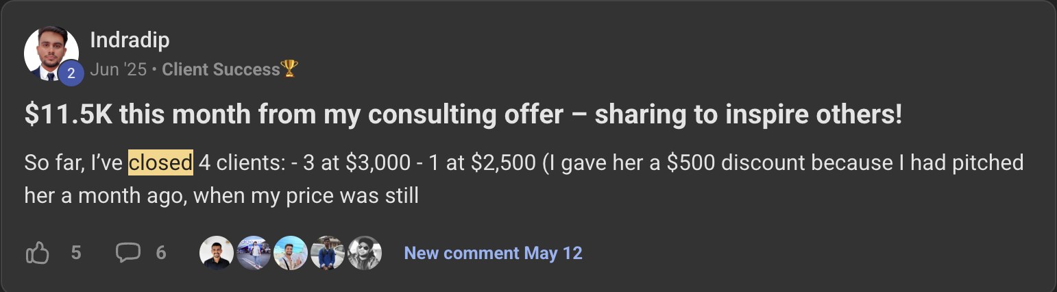 Indradip — $10K consulting revenue and $17K landscaping agency revenue