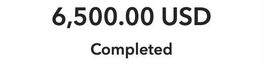 $6,500 upfront payment — completed